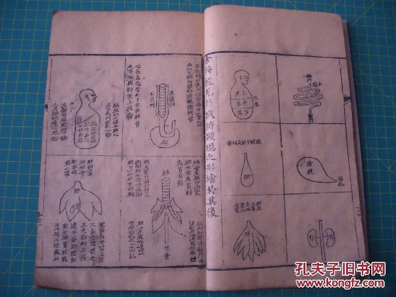 1.清朝医学家王清任著作《医林改错》（著于1830年）所附解剖图