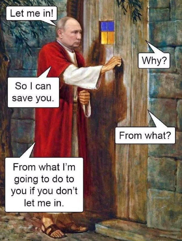 “让我进去”“为什么””因为我能拯救你”“凭什么”“凭如果你不让我进去，我就揍你”